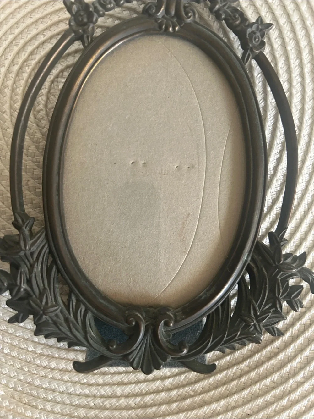 Fetco Ornate Oval Picture Frame in Dark Bronze Tones